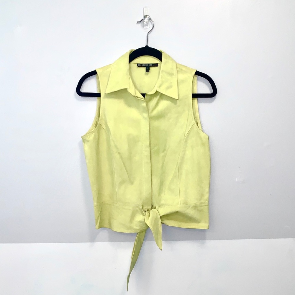 Lafayette suede tie front leather sleeveless top